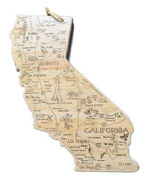 Totally Bamboo Destination California State Shaped Serving and Cutting Board